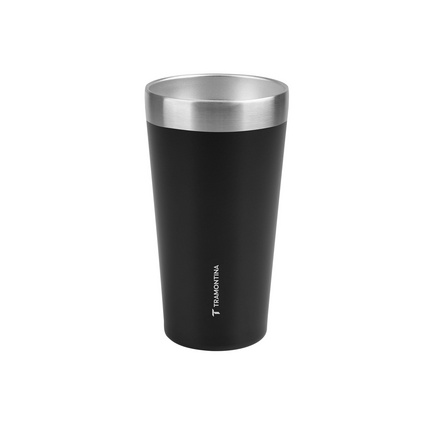 Copo Térmico Tramontina Exata em Aço Inox Preto sem Tampa 420 ml