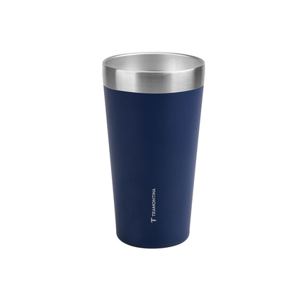 Copo Térmico Tramontina Exata em Aço Inox Azul sem Tampa 420 ml