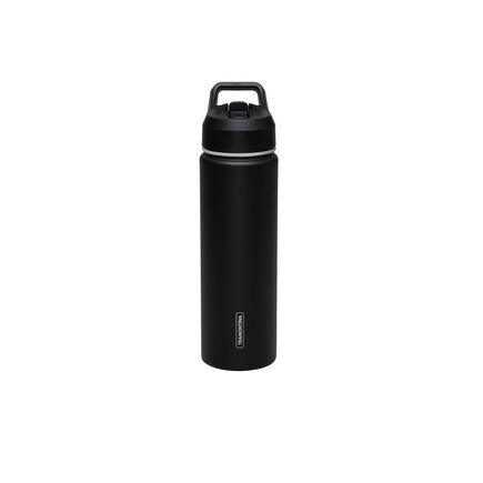 Garrafa Térmica Tramontina 650 ml em Aço Revestido Preta com Canudo
