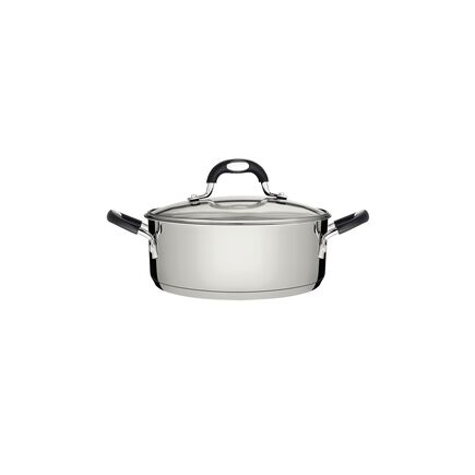 Caçarola Rasa Tramontina Astro Silicone Funda em Aço Inox com Fundo Triplo com Tampa de Vidro 16 cm 1,4 L