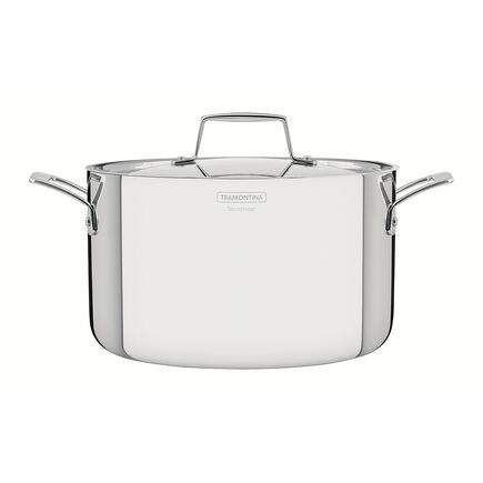 Caçarola Tramontina Grano Funda em Aço Inox Corpo Triplo com Tampa e Alças 24 cm 5,8 L