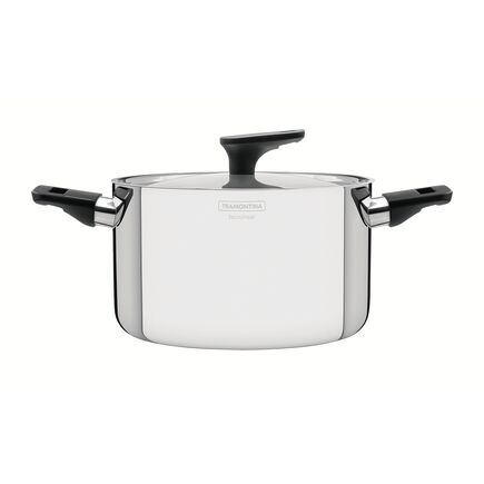 Caçarola Tramontina Grano Baquelite Funda em Aço Inox Corpo Triplo com Tampa Alças de Baquelite 20 cm 3,8 L