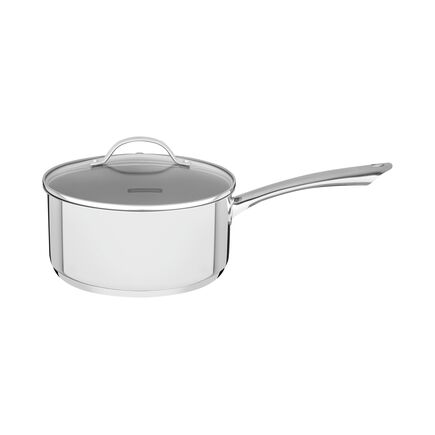 Panela Tramontina Una em Aço Inox com Fundo Triplo e Tampa de Vidro 16 cm 1,4 L