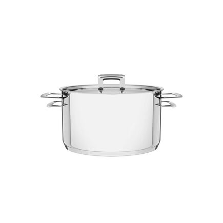 Caçarola Tramontina Brava Funda em Aço Inox Fundo Triplo com Tampa Plana e Alças 20 cm 3,6 L