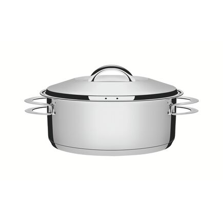 Caçarola Rasa Tramontina Solar em Aço Inox com Fundo Triplo Tampa e Alças Ø 24 cm 4,7 L Sem Embalagem