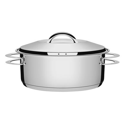 Caçarola Tramontina Solar Rasa em Aço Inox Fundo Triplo com Tampa e Alças 28 cm 7,1 L