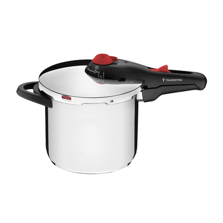 Panela de Pressão Tramontina Solar em Aço Inox Fundo Triplo com 5 Dispositivos de Segurança 24 cm 9,5 L