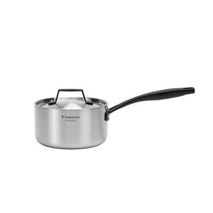 Panela Tramontina Grano Black em Aço Inox Corpo Triplo com Tampa e Cabo 16 cm 1,7 L
