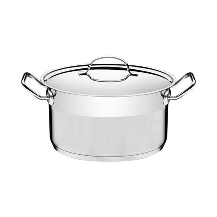 Caçarola Tramontina Professional Funda em Aço Inox Fundo Triplo com Tampa Plana Detalhe Satinado 24 cm 6,1 L