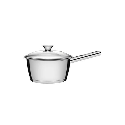 Panela Tramontina Allegra em Aço Inox com Fundo Triplo e Tampa de Vidro 16 cm 1,5 L
