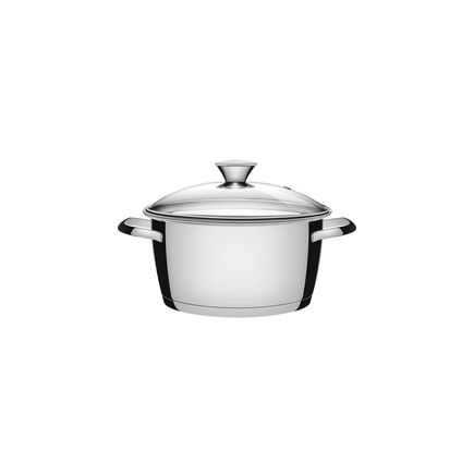 Caçarola Funda Tramontina Allegra em Aço Inox com Fundo Triplo e Tampa de Vidro 16 cm 1,5 L