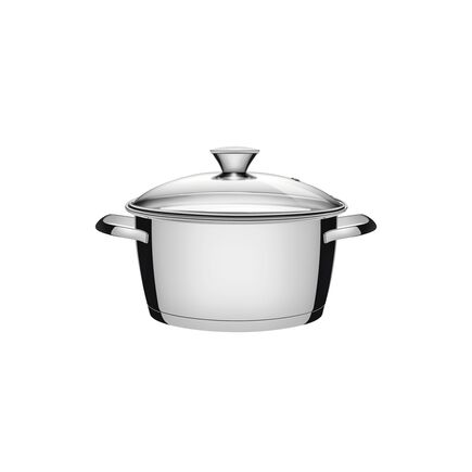 Caçarola Funda Tramontina Allegra em Aço Inox com Fundo Triplo e Tampa de Vidro 20 cm 3,1 L