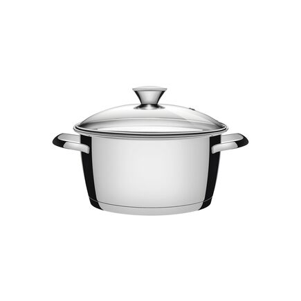 Caçarola Funda Tramontina Allegra em Aço Inox com Fundo Triplo e Tampa de Vidro 22 cm 4,2 L