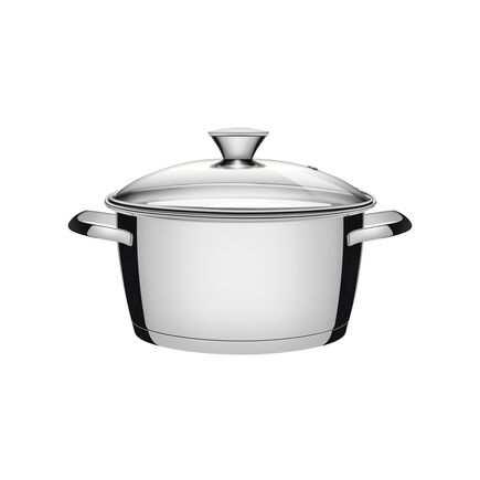 Caçarola Funda Tramontina Allegra em Aço Inox com Fundo Triplo e Tampa de Vidro 24 cm 5,7 L