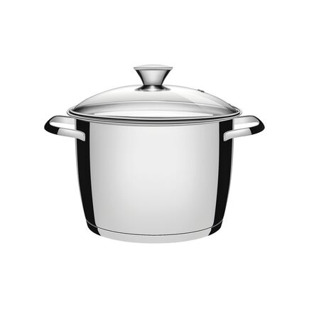 Caldeirão Tramontina Allegra em Aço Inox com Fundo Triplo e Tampa de Vidro 24 cm 7,5 L