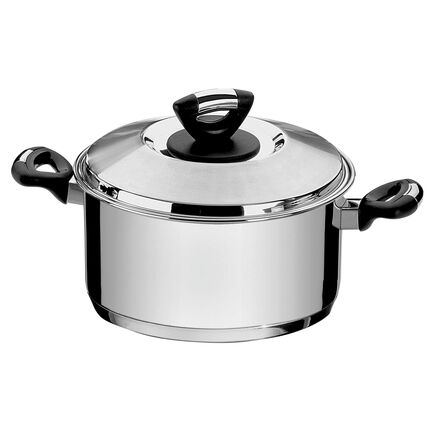 Caçarola Tramontina Solar Baquelite Funda em Aço Inox Fundo Triplo com Tampa Alças de Baquelite 28 cm 8,4 L