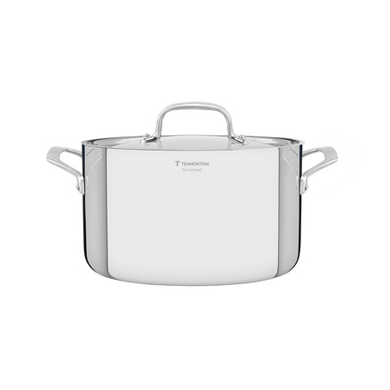 Caçarola Tramontina Chrono Funda em Aço Inox Corpo Triplo com Tampa e Alças 24 cm 5,8 L