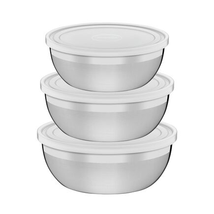 Jogo de Potes Tramontina Freezinox em Aço Inox com Tampa Plástica 3 Peças