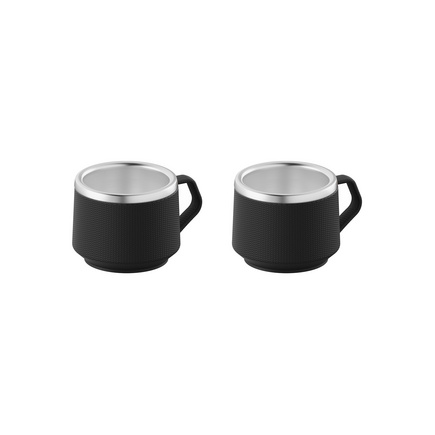 Conjunto de Xícaras para Café Tramontina Empilháveis em Aço Inox com Revestimento em ABS Preto 2 Peças 80 ml