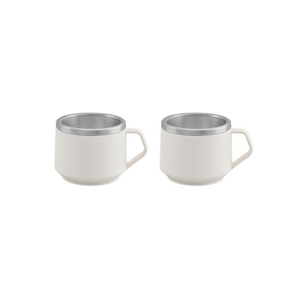 Conjunto de Xícaras para Café Tramontina Empilháveis em Aço Inox com Revestimento em ABS Branco 2 Peças 80 ml