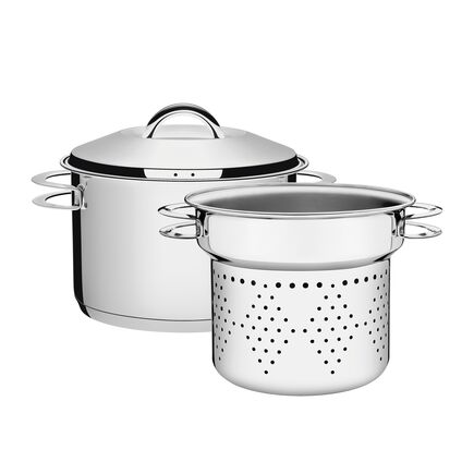 Jogo Cozi-Pasta Tramontina Solar em Aço Inox Fundo Triplo com Alças 2 Peças 24 cm