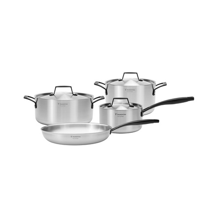 Jogo de Panelas Tramontina Grano Black em Aço Inox Corpo Triplo 4 Peças