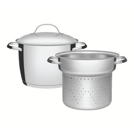 Jogo Cozi-Pasta Tramontina Allegra em Aço Inox com Fundo Triplo 2 Peças