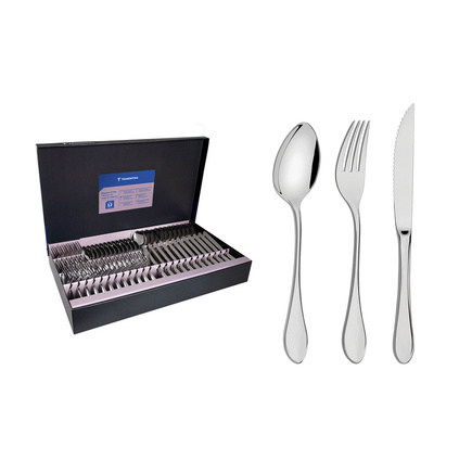 Faqueiro Tramontina Italy em Aço Inox com Facas para Churrasco Forjadas 6mm Acabamento Alto Brilho 72 Peças