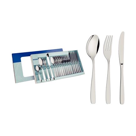 Faqueiro Tramontina Cosmos em Aço Inox com Facas de Mesa Acabamento Brilho e Fosco 24 Peças