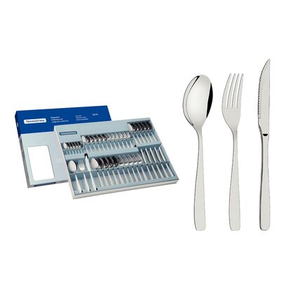 Faqueiro Tramontina Cosmos em Aço Inox com Facas para Churrasco Acabamento Brilho e Fosco 42 Peças