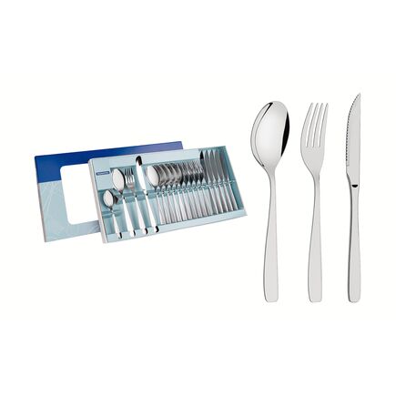 Faqueiro Tramontina Cosmos em Aço Inox com Facas para Churrasco Acabamento Brilho e Fosco 24 Peças