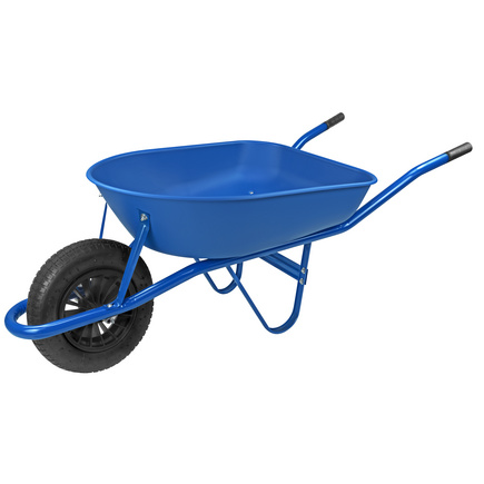 Carrinho de Mão Tramontina com Caçamba Rasa Plástica Azul 50 L, Braço Metálico e Pneu com Câmara