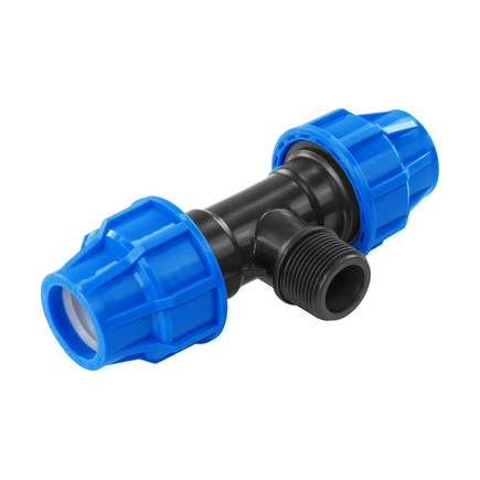 Tê 90° de Compressão Rosca Macho 20 mm x 1/2 Tramontina para Tubos de PEAD