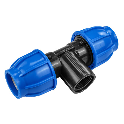 Tê 90° de Compressão Rosca Fêmea 32 mm x 1 Tramontina para Mangueiras de PEAD