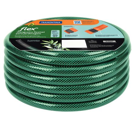Mangueira Flex para Jardim Tramontina Verde em PVC 3 Camadas 20 m com Engate Rosqueado e Esguicho