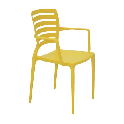 Cadeira Tramontina Summa Sofia em Polipropileno e Fibra de Vidro Amarelo com Encosto Horizontal e Braços