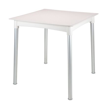 Mesa Tramontina Summa Laura Rattan em Polipropileno Branco com Pernas de Alumínio Anodizado
