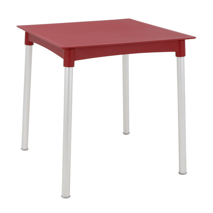 Mesa Tramontina Summa Laura Rattan em Polipropileno Vermelho com Pernas de Alumínio Anodizado