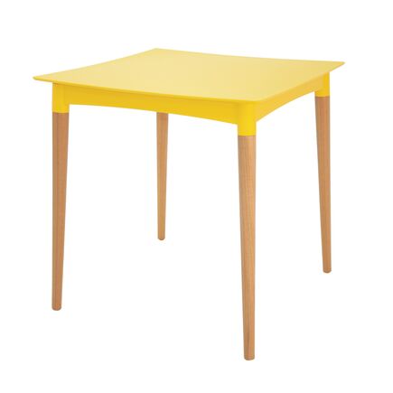 Mesa Tramontina Summa Diana em Polipropileno Amarelo com Pernas de Madeira