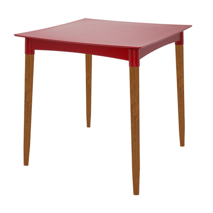 Mesa Tramontina Summa Diana em Polipropileno Vermelho com Pernas de Madeira Eucalipto
