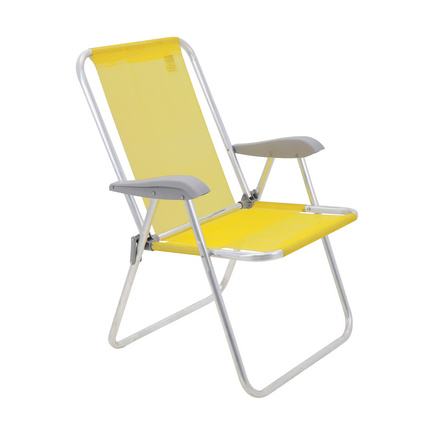 Cadeira de Praia Tramontina Creta Master em Alumínio com Assento Amarelo