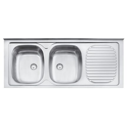 Pia de Apoio Tramontina Stratta 2C 34 EX em Aço Inox 120x50 cm com 2 Cubas