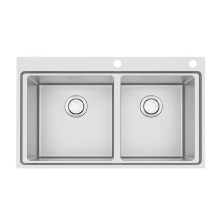 Cuba de Sobrepor Tramontina Design Collection Smooth 2C 40 em Aço Inox com Acabamento Acetinado 86x52 cm com 2 Cubas