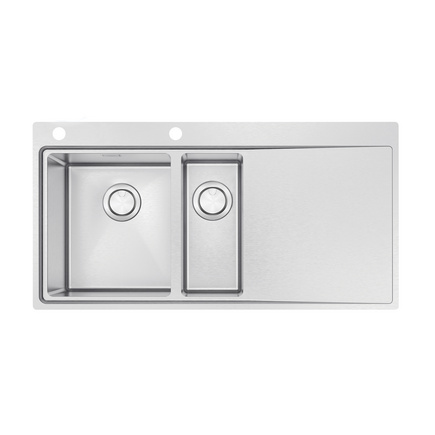Cuba de Sobrepor Tramontina Design Collection Smooth 1.5C 34 EX em Aço Inox com Acabamento Acetinado 100x52 cm com 2 Cubas