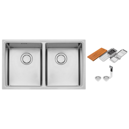 Cuba Tramontina Design Collection Quadrum 2C 34 em Aço Inox com Acessórios