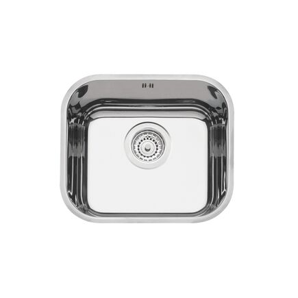 Cuba de embutir Tramontina Lavínia 40 BL em aço inox alto brilho 40x34 cm com válvula de 4 1/2 com escape