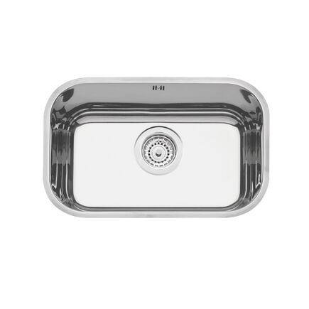 Cuba de embutir Tramontina Lavínia 47 BL em aço inox alto brilho 47x30 cm com válvula de 4 1/2 com escape