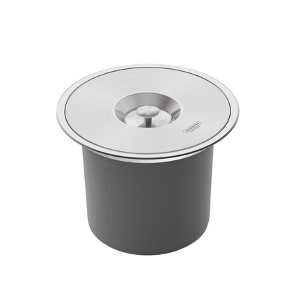 Lixeira de Embutir Tramontina Clean Round em Aço Inox com Balde Plástico 8 L