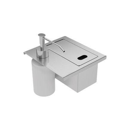 Porta-Esponja Tramontina com Tampa e Dosador de Sabão Líquido em Aço Inox para uso em canal organizador