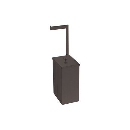 Lixeira Tramontina Luz Slim em Aço Inox com Acabamento Acetinado e Revestimento Black Matte com Suporte para Papel Higiênico 5,5 L
